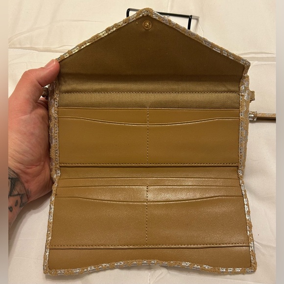 LODIS Suede & Leather Convertible Crossbody Silver and Gold Leopard Prin… - Picture 10 of 11